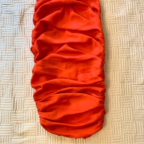 Nookie Elegant Orange Ruched Dress Size Small - Picture 5 of 10